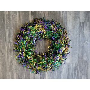 Mardi Gras 18" Round Tinsel Wreath Front Door Home Decor